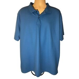 LL Bean Blue Short Sleeve Polo Shirt - Size XL